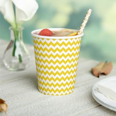 Yellow Chevron, Zigzag Pattern, Paper Cups, Zig Zag Pattern, Trendy Gift, Paper Cup, Chevron Pattern, Pattern Paper, Zig Zag