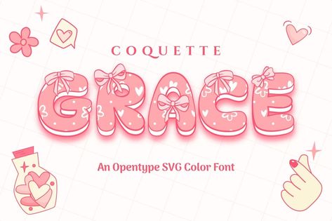 Coquette Grace Font | Free Download on Freepik Coquette Fonts, Cute Free Fonts, Coquette Font, Canva Aesthetic Font, Jellyfish Pictures, Block Fonts, Groovy Font, Typography Alphabet, Creative Lettering