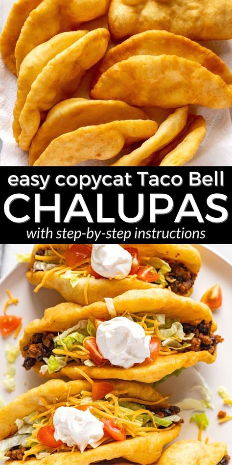 Copycat Taco Bell Chalupa Supreme Taco Bell Chalupa, Best Taco Meat Recipe, Food Recipes Mexican, Copycat Taco Bell, Taco Bell Recipes, Recipes Mexican, Copykat Recipes, Copycat Restaurant Recipes, Taco Bell