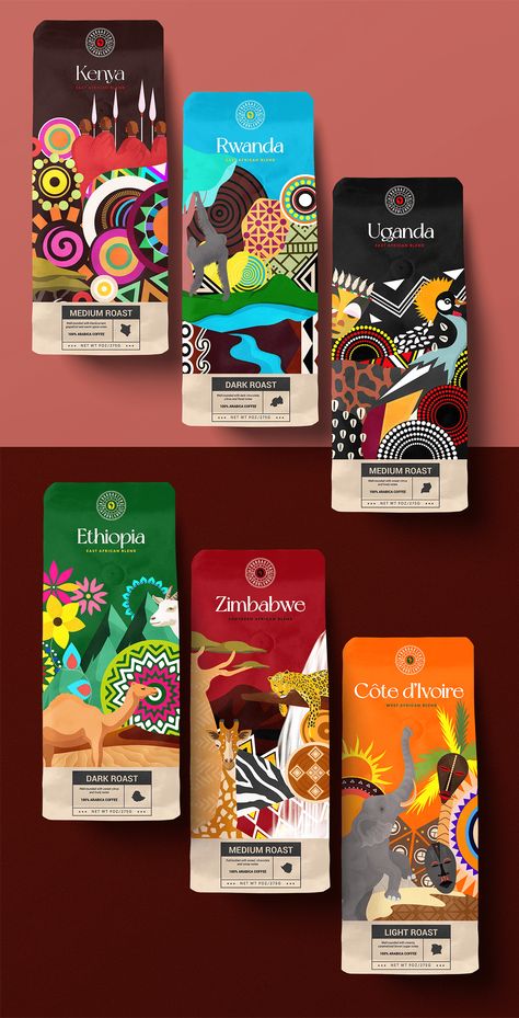 AFROROASTERS - COFFEE PACKAGING DESIGN :: Behance Coffee Brand Packaging Design, Coffee Packing Ideas, Cool Coffee Packaging, Arabic Coffee Packaging, Coffee Product Design, African Packaging Design, Coffe Packing Ideas, Coffee Packing Design, Coffee Design Packaging