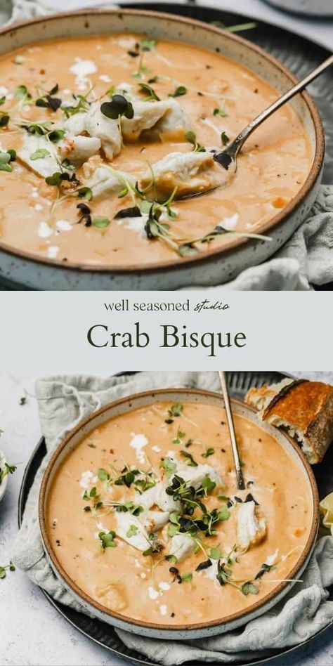 Crab And Shrimp Seafood Bisque, Crab Bisque Recipe, Bisque Soup Recipes, Jumbo Lump Crab, Crab And Shrimp, Seafood Dinners, Bisque Soup, Crab Bisque, Seafood Bisque