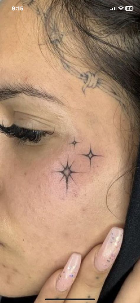 Virgo Face Tattoo, Barbed Wire Face Tattoo, Eye Lid Tattoos, Angel Number Face Tattoo, Next To Ear Face Tattoo, Star Throat Tattoo, Libra Behind Ear Tattoo, Girly Neck Tattoo, Sparkle Neck Tattoo