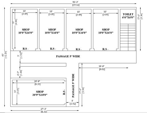 50'X 40' Commercial shop building floor plan is given in this AutoCAD DWG file. A total of five shops are available in this drawing. in that four shops having room dimensions of 10'X16' and another fifth shop placed separate and the dimension is 20'9" X10'.The staircase is also available at the entrance of the building. Download 2D Autocad Drawing DWG and PDF file. Commercial Shops Plan, Commercial Building Floor Plan, Daycare Floor Plans, Shop Building Plans, Building Floor Plan, 2d Autocad Drawing, Small Apartment Building Design, Commercial Building Plans, Residential Building Plan