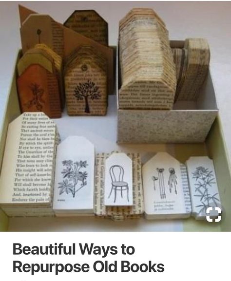 Book Crafts To Sell, Diy Cardstock Crafts, Upcycled Books, Bookmark Diy, Old Book Crafts, Book Page Crafts, Old Book Pages, E Card, Crafty Craft