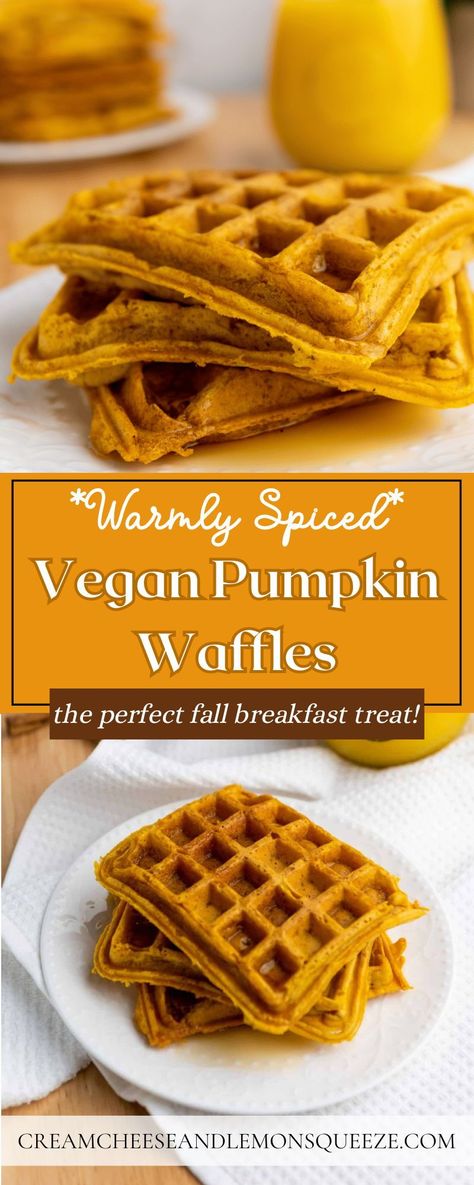 Easy Vegan Pumpkin Waffles are not just a vegan breakfast everyone will love; they are a celebration of all things fall! Enjoy the perfect blend of pumpkin, spices, and fluffy goodness. A delightful vegan breakfast or brunch option when you need a plant-based treat! Low Carb Vegan Breakfast, Pumpkin Waffles Recipe, Pumpkin Spice Waffles, Chai Spices, Vegan Waffles, Walnut Butter, Vegan Pumpkin Spice, Pumpkin Waffles, Resep Diet