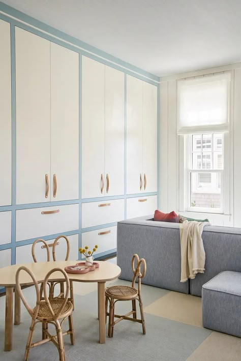 A Seaside Cottage by Tammy Connor Interior Design | 1stDibs Built Ins For Playroom, Playroom Interior Design, Beach Playroom, Bedroom Teen Boy, Toddler Bedroom Sets, Blue Playroom, Art Curation, Chango & Co, Toy Library