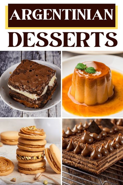 Looking for popular Argentinian desserts to serve at your next feast? From dulce de leche to flan to cronuts, these treats will give you a taste of Argentina! Argentine Flan Recipe, Argentina Desserts Easy, Argentinian Dessert Recipes, Desserts From Around The World Recipes, Argentina Dinner Recipes, South American Dessert Recipes, Argentina Desserts Recipes, International Recipes Dessert, Latin American Desserts