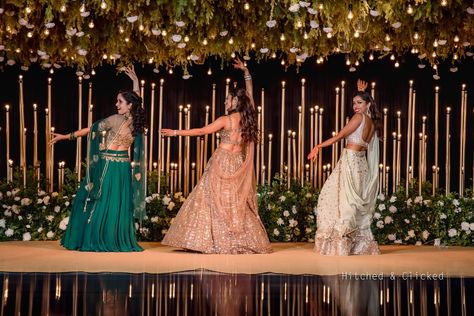 Beautiful Delhi Wedding With Bride In Vibrant Outfits - Wedbook Sangeet Decoration Night Indoor, Sangeet Entrance, Sangeet Stage Decor, Sangeet Setup, Sangeet Photos, Sangeet Backdrop, Sangeet Decorations, Sangeet Stage, Sangeet Decoration