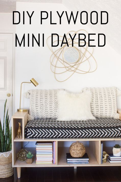 Learn how to make this DIY plywood mini daybed! This blogger upcycled an old crib mattress for this project. (There's also a video tutorial included in this post.) Crib Mattress Reading Nook, Crib Mattress Repurpose, Diy Reading Nook, Reading Nook Diy, Diy Mattress, Mattress Couch, Old Cribs, Reading Nook Kids, Zimmer Diy