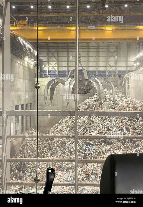 Interior of a waste management facility that combusts wastes to produce electricity, Waste Incineration and Energy Production Facility,Trash to energy Stock Photo Swachh Bharat, Workshop Projects, Factory Interior, Recycling Plant, Electronic Waste, Construction Waste, Industrial Waste, Recycling Facility, E Waste