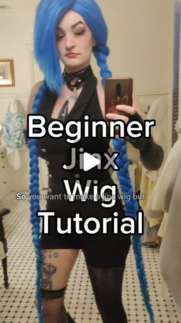 Vailence the clown on Instagram: "Beginner Jinx Wig tutorial! I learned the braid method by @getglamfam 💖💕 - #cosplay #cosplayer #jinx #jinxcosplay #jinxwig #jinxwigtutorial #wigtutorial #wig #cosplaywig" Jinx Hair Tutorial, Jinx Wig, Wig Tutorial, Jinx Cosplay, The Clown, Halloween Outfit, Diy Halloween Costumes, Diy Costumes, Cosplay Wigs