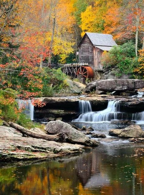 Glade Creek Grist Mill, Beautiful Paintings Of Nature, Coloring Pages Nature, Grist Mill, Beautiful Sites, Autumn Scenery, Beautiful Locations Nature, Nature Art Painting, Beautiful Landscape Wallpaper