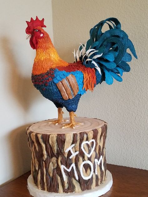 Rooster Cake Ideas, Rooster Cake Design, Chicken Theme Cake, Chicken Cakes Birthday, Chicken Cake Design, Chicken Birthday Cake, Rooster Cake, Cake Design For Men, Learn Cake Decorating