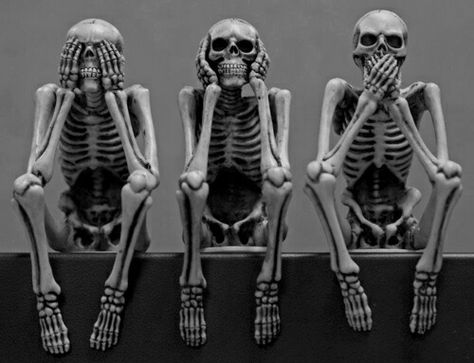 See no evil..Hear no evil..Speak no evil.. Three Skeletons, Voodoo Art, Skulls Art, Three Wise Monkeys, Agent Orange, Wise Monkeys, Biker Art, See No Evil, Skeleton Art