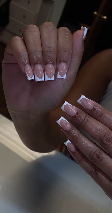 Acrylic French Tip Nails, Acrylic French Tip, Nails Acrylic Black, Nails Acrylic Coffin, Acrylic French, Acrylic Toe Nails, Colored Acrylic Nails, Girly Acrylic Nails, Work Nails