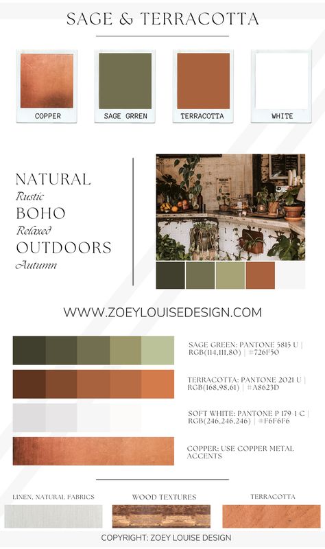 Rust And Sage Color Palette Wedding, Sage Green Terracotta Color Palette Wedding, Wedding Color Schemes Copper, Terracotta Color Pallet Wedding, Terracotta Colour Palette Bedroom, Rust Colour Palette Wedding, Terracota Green Color Palette, Wedding Colors Terracotta And Sage, Green Scheme Wedding