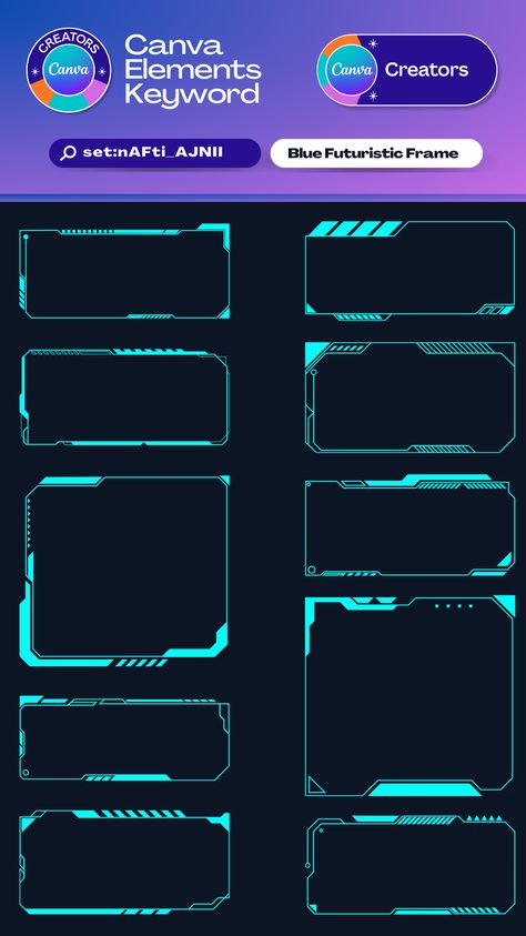 Canva Elements Keyword | Blue Futuristic Frame | set:nAFti_AJNII #brushprocreate #brushesillustrator #photoshopbrushes #vectorbrushes #brushesinstagram #facebookbrushes #brushesdownload #brushesfree Canva Elements Free, Blue Futuristic, Technology Design Graphic, Cyberpunk Design, Powerpoint Tutorial, Keyword Elements Canva, Canva Elements Keyword, Canva Element Keyword, Canvas Learning