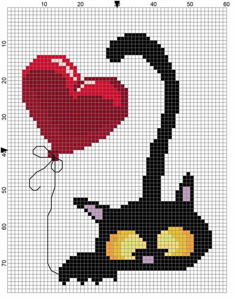 Embroidery Heart Pattern, Ideas For Embroidery, Cat Cross Stitches, Embroidery Hearts, Gift Wraps, Cat Cross Stitch Pattern, Pola Kristik, Pola Sulam, Cross Stitch Bookmarks