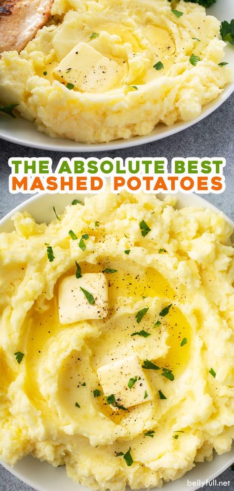 This is the best homemade mashed potatoes recipe! Using yukon gold potatoes, butter, milk, sour cream, and seasonings, you end up with a creamy, flavorful, easy side dish for any weeknight dinner! Essen, Best Homemade Mashed Potatoes, Homemade Mashed Potatoes Recipe, Vegetables Dinner, Health Lunch, Chicken Bread, Homemade Mashed Potatoes, Best Mashed Potatoes, Vegetables Food