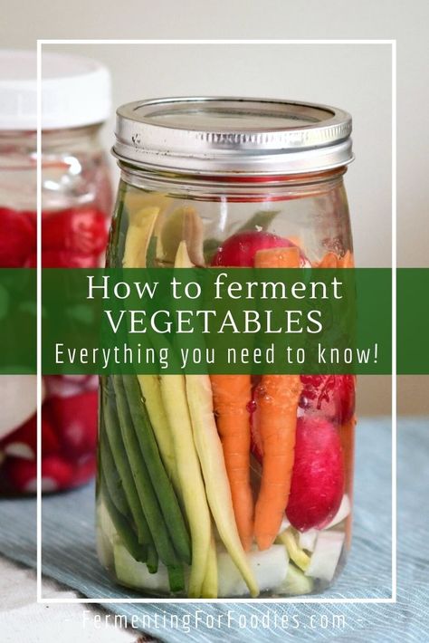 Ferment Vegetables, Canning Preserves, Pickled Things, Fermented Vegetables Recipes, Paleo Snack, Vegetable Sticks, Fermented Veggies, Fermentation Crock, Fermented Pickles