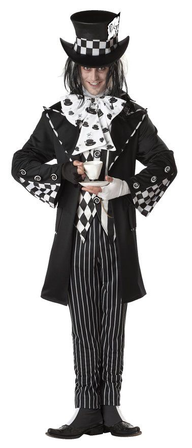 Dark Mad Hatter Costume, Dark Mad Hatter, Mad Hatter Fancy Dress, Mad Hatter Outfit, Hatter Costume, Mad Hatter Costume, Mens Fancy Dress, Gothic Costume, Yellow Costume