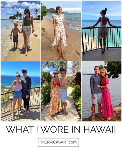 What I Wore In Hawaii - Merrick's Art Cute Hawaii Outfits, Hawaii Trip Outfits, Evening Dinner Outfit, Hawaiian Vacation Outfits, Hawaii Vacation Outfits, Outfits For Dinner, Luau Outfits, Hawaiian Cruises, Merricks Art