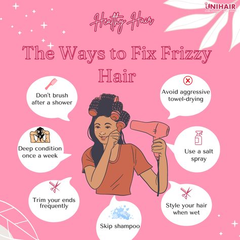 ❌Avoid aggressive towel-drying ✔️Deep condition once a week ❌Don't brush after a shower ✔️Use a salt spray ✔️Style your hair when wet ✔️Skip shampoo ✔️Trim your ends frequently 👉Follow @vietnam_wholesale_hair for healthy and strong hair❣️ . . . #hairtips #washhair #washhairday #haircare #haircaretips #haircareroutine #haircarespecialist #haircareautst #hairmanufacturer #hairtrend #unihairvn #unihairby #unihairvncompany #humanhairsuppliervietnam" Wholesale Hair, Salt Spray, Frizzy Hair, Deep Conditioner, Strong Hair, Washing Hair, Hair Care Routine, Hair Care Tips, Fix It