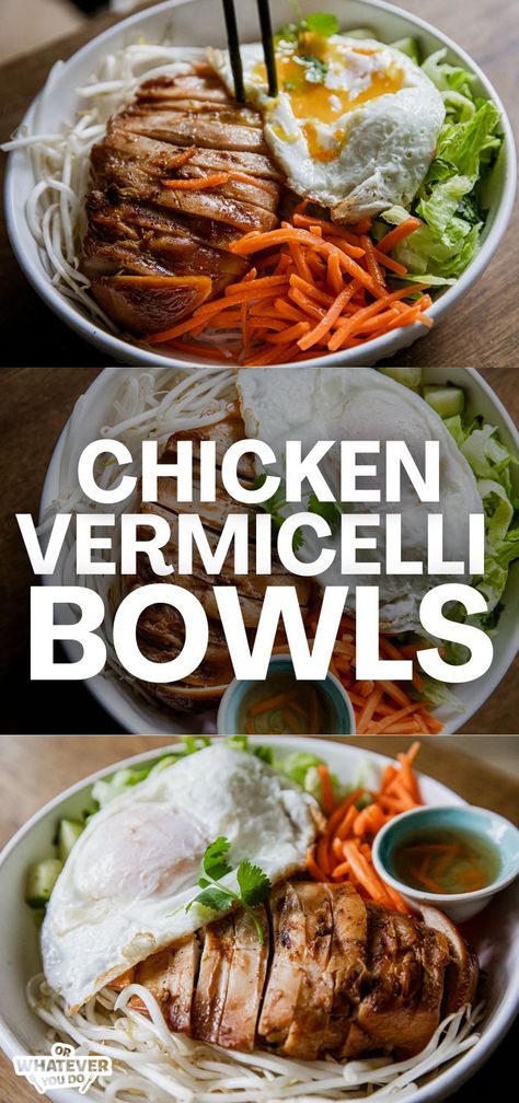 Traeger Chicken Vermicelli Bowls Chicken Vermicelli Bowl, Prime Rib Recipe Easy, Japanese Bbq Sauce, Vermicelli Bowl, Traeger Chicken, Leftover Prime Rib Recipes, Chicken Vermicelli, Japanese Bbq, Vietnamese Chicken