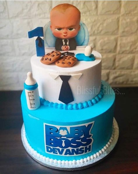 Cakes For 1st Birthday Boy, Baby 1st Birthday Cake Boy, Babyboss Birthday Cake, Bossbaby Theme Party, Anniversaire Baby Boss, Boss Baby Birthday Party Boy Cake, 1st Birthday Cake Designs For Boys, 1st Birthday Boy Cake Ideas, Boss Baby First Birthday Boy