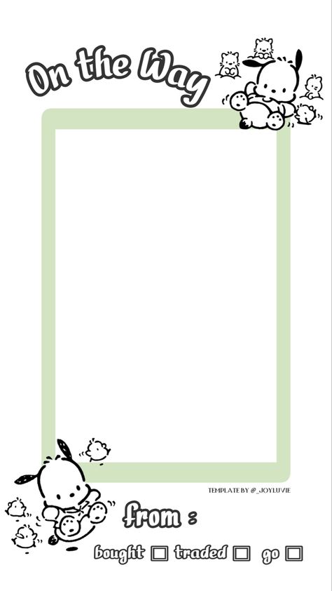 Kpop template otw green pochacco Who I Collect Template Kpop, Kpop Trading Templates, On The Way Template Kpop, Kpop Wishlist Template, Otw Template Kpop, Green Pochacco, Blue Pochacco, Kpop Trading, Otw Template