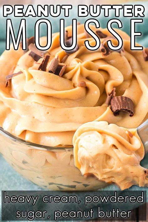 Peanut Butter Cream Filling, 4 Ingredient Peanut Butter Mousse, Fast Peanut Butter Dessert, Easy Peanut Butter Mousse, Peanut Butter Mousse Frosting, Peanut Butter Mousse Filling For Cake, Low Carb Peanut Butter Mousse, Peanut Butter Mouse Cake, Peanut Butter Mousse Recipes