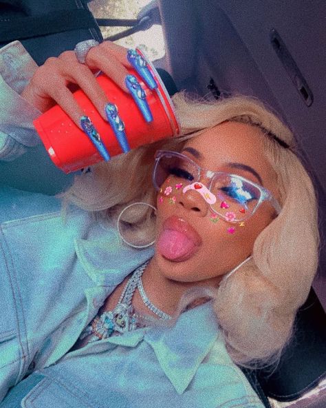 @icyfetish posted on Instagram: “baby tell me what yo chilli like 🦖✨🍒🍄” • Jun 12, 2021 at 12:40am UTC Saweetie Nails, Icy Blue Nails, Icy Girl, Instagram Baby, Female Rappers, Nails Long, Icy Blue, Blue Nails, Female Artists