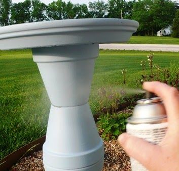 Homemade Bird Bath Ideas | Once all the glue is dry spray the whole thing with asealer. This will ... Clay Pot Bird Bath, Bird Baths Homemade, Bird Bath Ideas, Diy Bird Bath, Lawn Decorations, Kids Clay, Bird Bath Garden, Bird Baths, Diy Birds