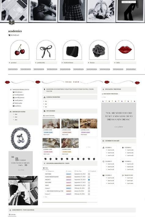 #Notion_Academic #Notion_Cover_Aesthetic #Academic_Template #Notion_Homepage Notion Template Ideas Dark, Notion Theme Ideas, Notion Layout Aesthetic, Xtiles Template Aesthetic, Notion To Do List, Academic Template, Notion Academic, School Notion, Notion Layout