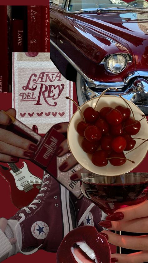 Cherry red 🍒♥️ #cherryred #redaesthetic #lanadelrey Lana Del Ray Red Aesthetic, Red Inspo Aesthetic, Cherry Red Astethics, Cherry Red Aesthetics, Cherry Red Aesthetic Vintage, Burnt Red Aesthetic, I See Red Aesthetic, Red Cherries Aesthetic, Dark Cherry Red Aesthetic