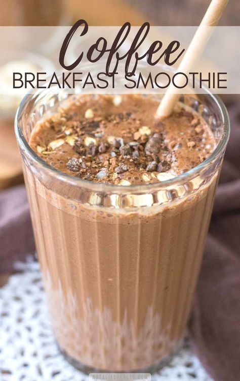 Thick and creamy, with a coffee kick, this Coffee Smoothie will surely energize you. It's packed with natural sweetness, hearty oats, and dark chocolate flavor. Coffee Breakfast Smoothie, Coffee Smoothie Recipes, Mocha Smoothie, Smoothie Recipes Healthy Breakfast, Smoothie Drink Recipes, Smoothie Detox, Coffee Smoothie, Easy Smoothie Recipes, Coffee Drink Recipes