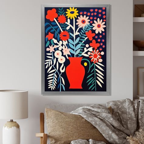 This beautiful "Retro Bouquet Wildflowers In Red Vase" Framed wall Art is printed using the highest quality fade-resistant ink on canvas. Retro Bouquet, Red Vase, Vase Wall, Owl Wall Art, Living Room Orange, Yellow Home Decor, Red Vases, Living Room Red, Owl Wall