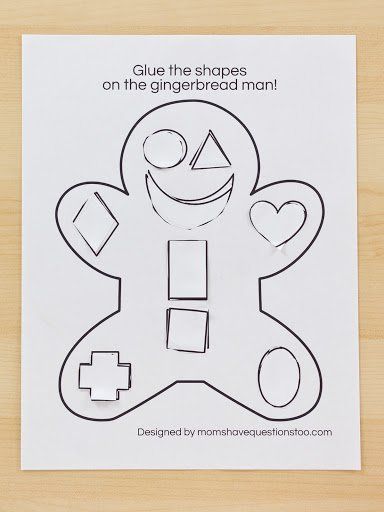 Gingerbread Cut and Paste Activity - Moms Have Questions Too Gingerbread Unit, Gingerbread Man Activities, Gingerbread Activities, December Activities, The Gingerbread Man, Gingerbread Crafts, Shapes Preschool, Winter Preschool, Crafts And Diy