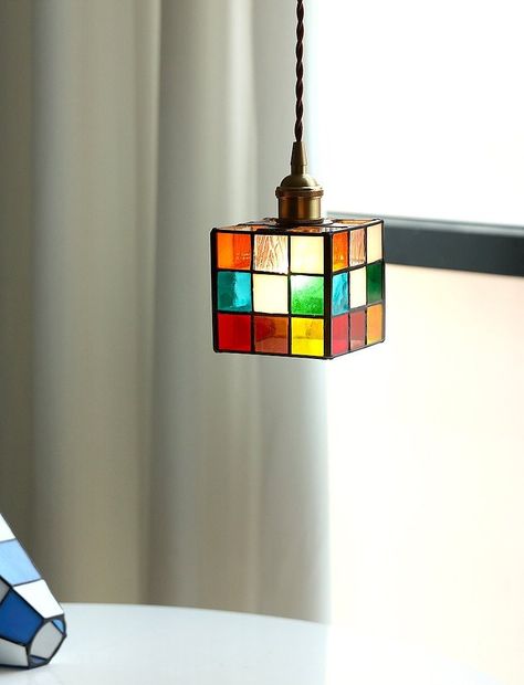 Plastic Decoration Ideas, Home Lighting Ideas, Unique Lights, Cool Lights, Apartment Lighting, Light Cube, Atomic Ranch, Puzzle Cube, Bedroom Lights