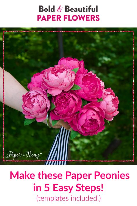 Small Paper Flowers Diy Template Free Printable, Peony Paper Flowers Diy, Paper Flower Peony, Paper Peonies Template, How To Make Paper Peonies, Peony Svg Free, Diy Paper Peonies, Diy Peony Paper Flower, Paper Flower Patterns Templates Free