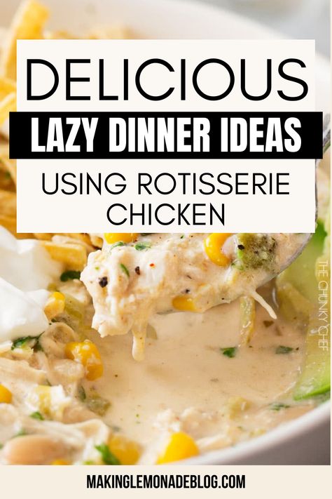 These quick and easy dinner recipes using rotisserie chicken will solve the problem of what to make for dinner on hectic nights. You can even prep them ahead by freezing shredded rotisserie chicken, and whip up tasty and delicious meals in minutes flat– with very little work on your part! Simple Meals With Rotisserie Chicken, Easy Rotisserie Chicken Casserole, Shredded Leftover Chicken Recipes, Easy Meals Using Rotisserie Chicken, What To Make With Rotisserie Chicken Meal Ideas, Easy Chicken Rotisserie Recipes, Best Recipes With Rotisserie Chicken, What To Make Out Of Rotisserie Chicken, How To Use A Rotisserie Chicken