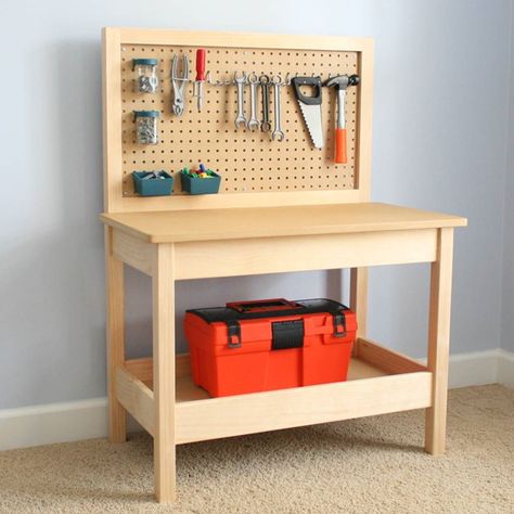 This Kids Workbench is one of my favorite projects for the kids. And it's the perfect DIY present for your up and coming builders. Oh and the plans for it are FREE! It's one of the many free plans I have along with my premium plans over at plans.fixthisbuildthat.com (link in bio ). And my premium plans are all 25%off right now using code "IG25OFF" at checkout. Go pick up some free plans and #treatyoself to a discount on the paid ones. #kidlife #fixthisbuildthat Kids Tool Bench, Kids Workbench, Diy Kids Furniture, Workbench Plans Diy, Tool Bench, Diy Workbench, Diy Bebe, Woodworking Projects For Kids, Workbench Plans