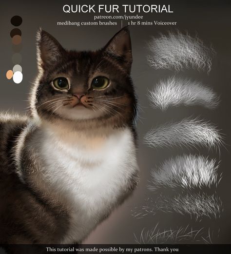 How To Render Fur, Fur Digital Art, Fur Tutorial, Draw Fur, Photoshop Painting Tutorial, Desain Buklet, Digital Art Inspiration, Procreate Ipad Art, Free Brushes