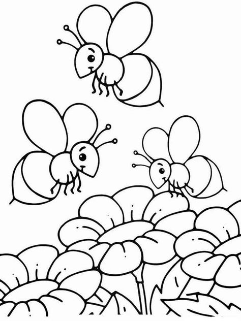 Bee Coloring Pages ⋆ coloring.rocks! Bee Coloring, Insect Coloring Pages, Kids Printable Coloring Pages, Honey Art, Bee Printables, Bee Coloring Pages, Bee Drawing, Spring Coloring Pages, Easy Coloring Pages