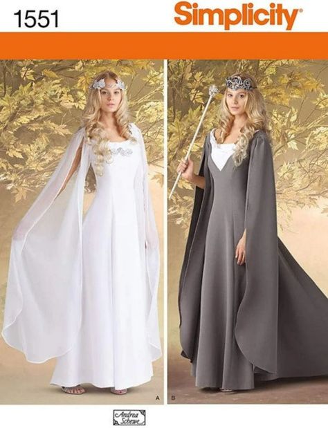 Hobbit Elf Woman Costume Sewing Pattern Royal Dress Queen | Etsy Arwen Costume, Elvish Dress, Elf Halloween, Daenerys Targaryen Dress, Elven Dress, Elf Dress, Costume Sewing, Medieval Gown, Costume Sewing Patterns