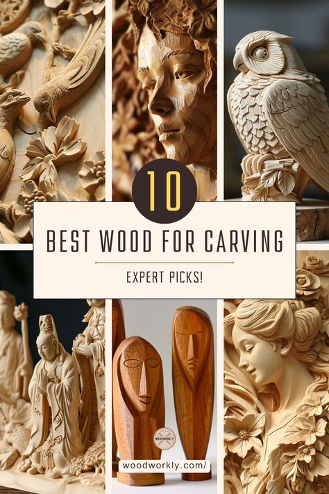 nlock the secrets of the best woods for carving! Explore our expert picks like Basswood, Walnut, and Mahogany for their unique carving benefits. Whether you're a beginner or a pro, find the perfect wood for your project's needs, from ease of use to aesthetic appeal. Start crafting your masterpiece today! #WOODCARVING #BESTWOODCARVING #DIY #WOODWORKINGIDEAS Wood Carving Gift Ideas, Wood Carving Basics, How To Wood Carve, Wood Carving Beginner, Wood Carving Aesthetic, How To Start Wood Carving, How To Carve Wood By Hand, Wood Carving Projects, Carving Wood