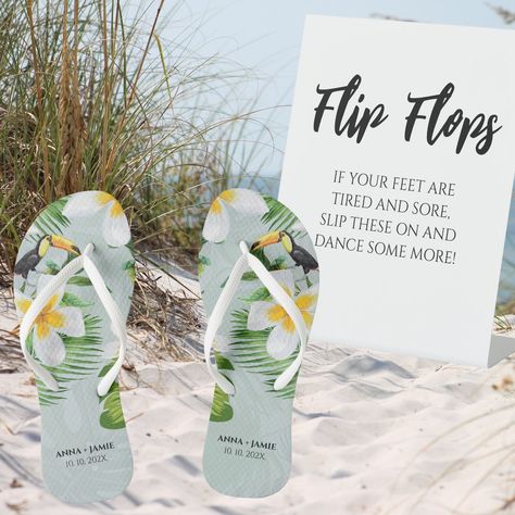 Wedding Flip Flops, Bachelorette Trip, Personalized Wedding Favors, Hibiscus Flowers, Wedding Sign, Create Sign, Tropical Floral, Dance Floor, Wedding Signs