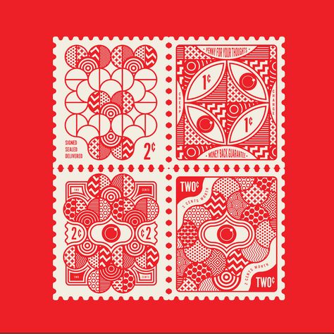 Behance :: Para você Stamp Graphic Design, Postage Stamp Design, Postal Vintage, Vintage Postage, Graphic Design Pattern, Post Stamp, Line Illustration, Design Patterns, Stamp Design