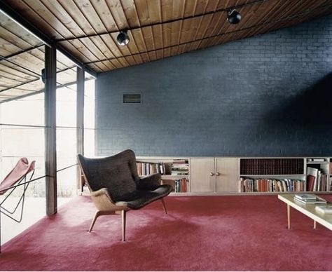 Bedroom Red Rug, Burgundy Carpet, Adult Playroom, Australian Houses, Painted Brick Walls, House Renos, Carpet Decor, Australian Architecture, Street House