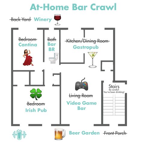 How to Host An Epic At-Home Bar Crawl Virtually With Friends - Work For Your Beer 21st Birthday Pub Crawl Ideas, Pub Crawl Ideas, Bar Themes, Video Game Bar, Backyard Pub, Quarantine Party, 20th Bday, Weekend Ideas, Party Like Its 1999